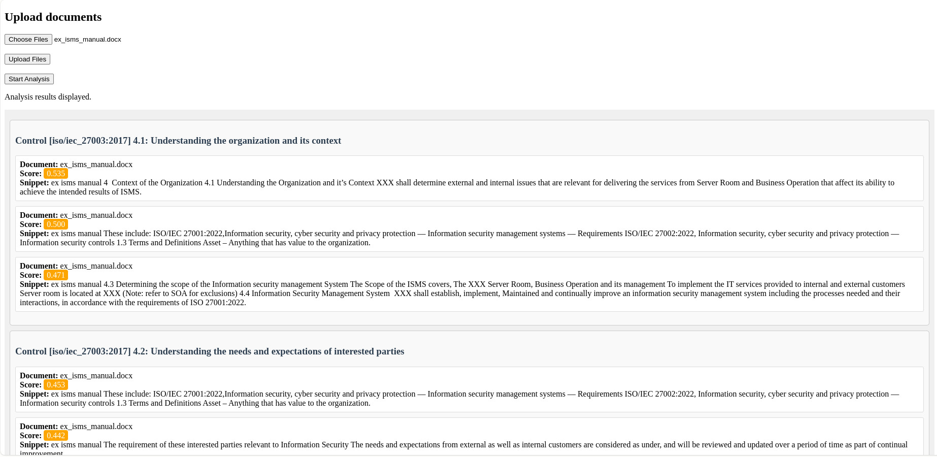 Sample Compliance Output